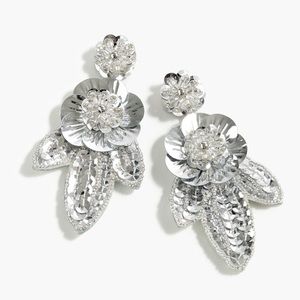 NEW J. Crew Silver Sequin Statement Earrings